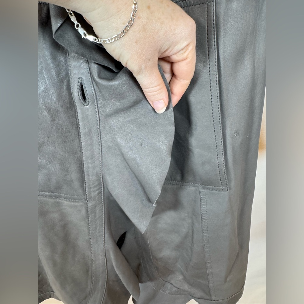 Casini Jennifer Tattanelli P312R Reversible Grey Full Grain Leather Jacket - Picture 9 of 16